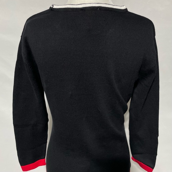 New Area Stars Color Block Stripe Mini Sweater Dress Black White Red Size Small - Picture 12 of 16